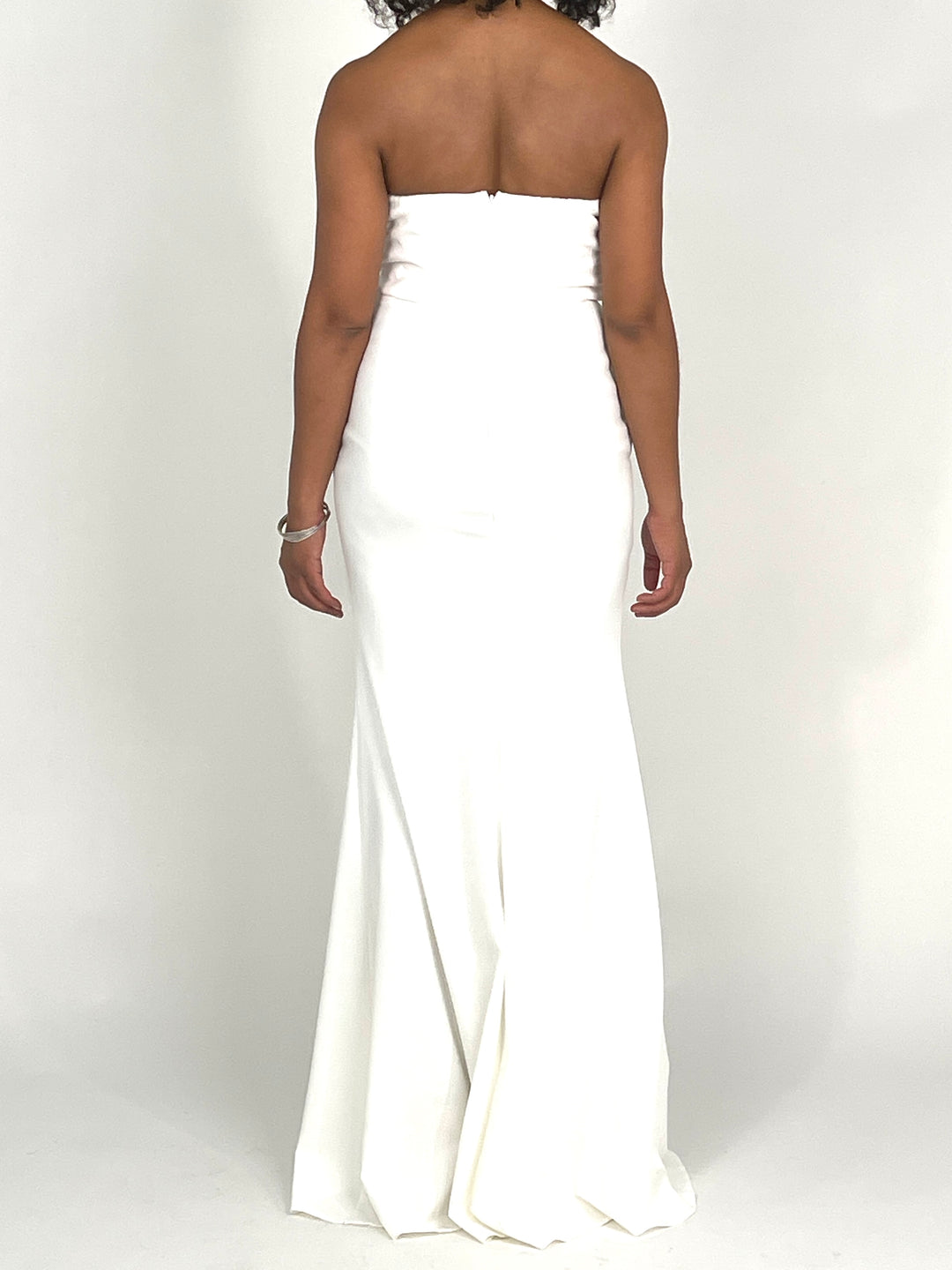 White Rhinestones Slit Maxi Dress
