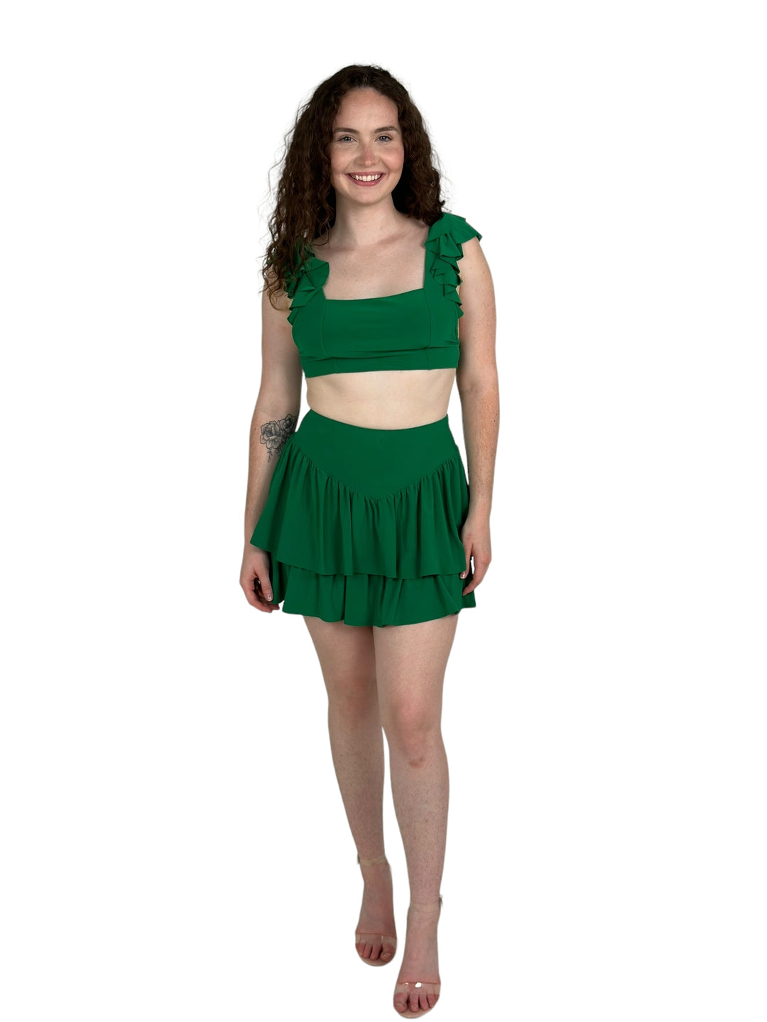 Kelly Green Two Piece Skirt Set