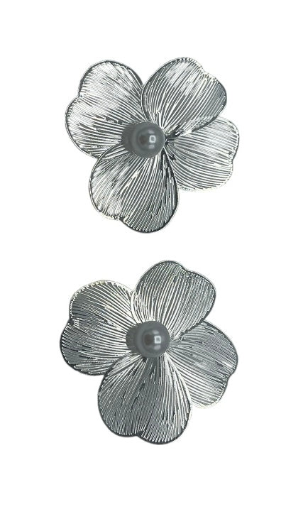 Silver Pearl Petal Earrings