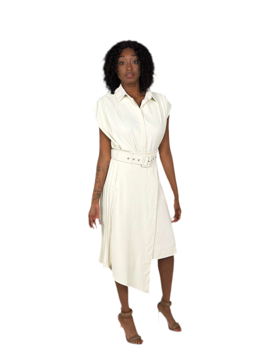 Cream Asymmetric Skirt Set