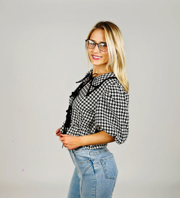 Black Houndstooth Blouse