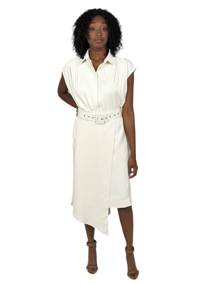 Cream Asymmetric Skirt Set