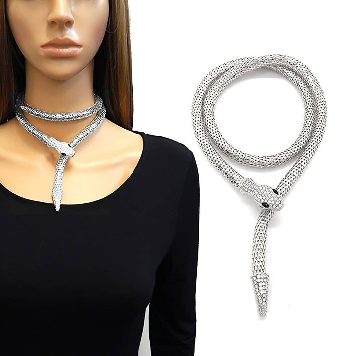 Snake Y Rope Chain Magnetic Necklace: Gold-Clear