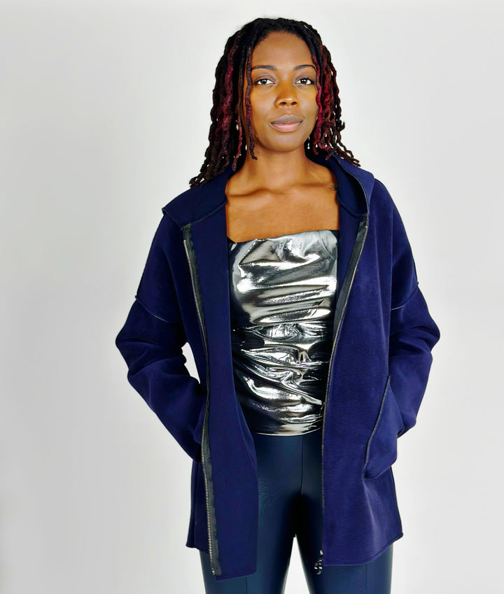 Navy Hooded Coat