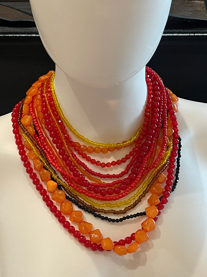 Multi Strand Colorful Bead Necklace