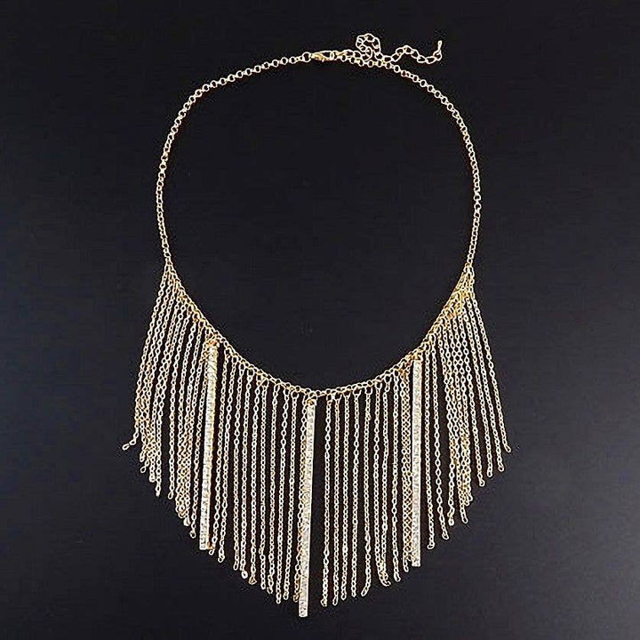 Bar and Fringe Dangle Chain Necklace