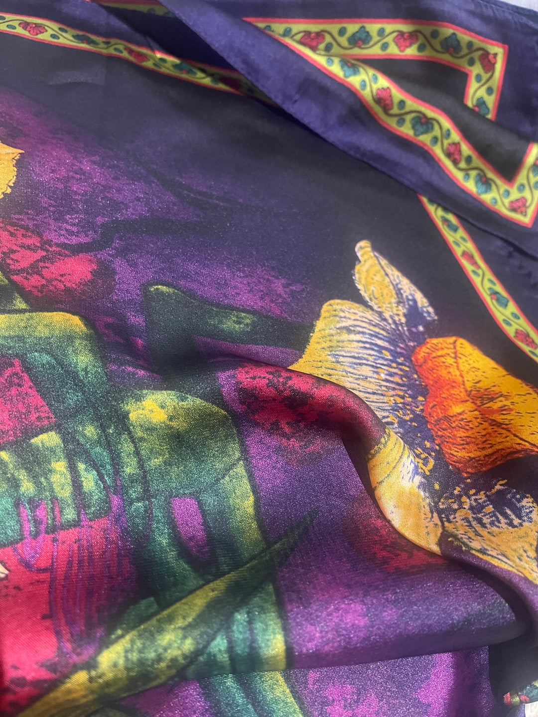 Purple Patterned Silk Scarf