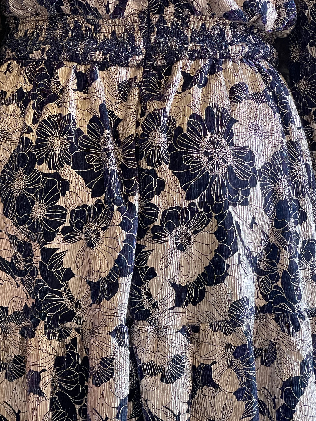 Navy/Gold Floral Mini Dress