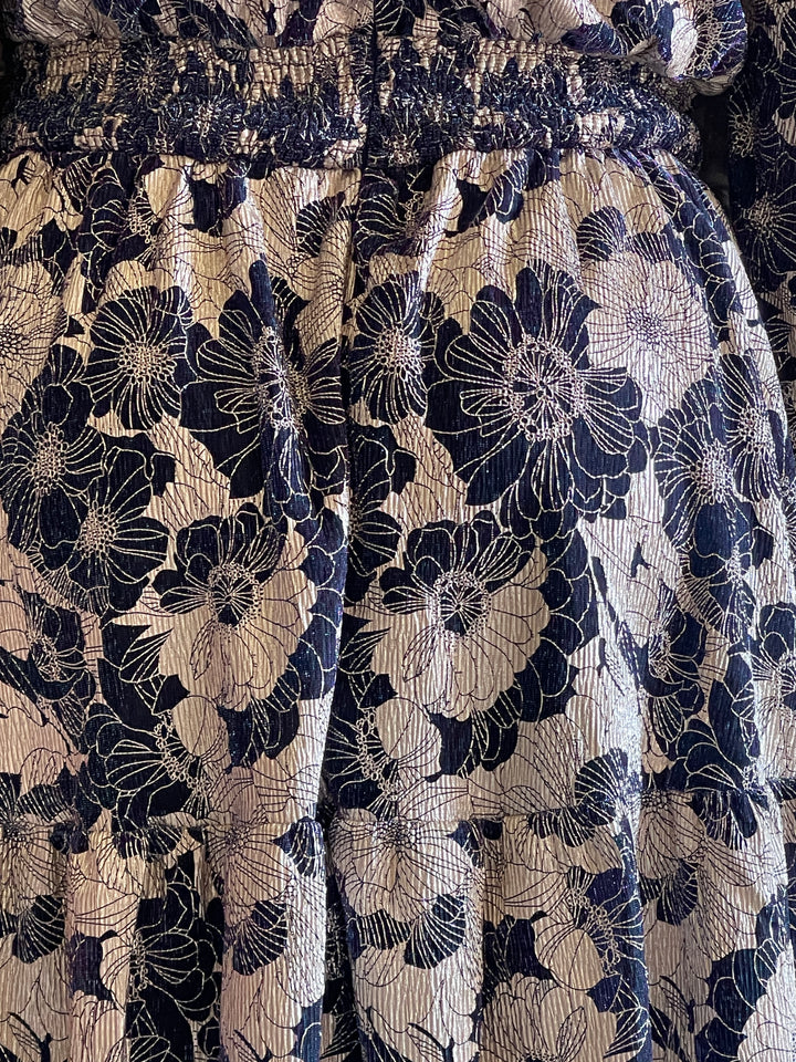 Navy/Gold Floral Mini Dress