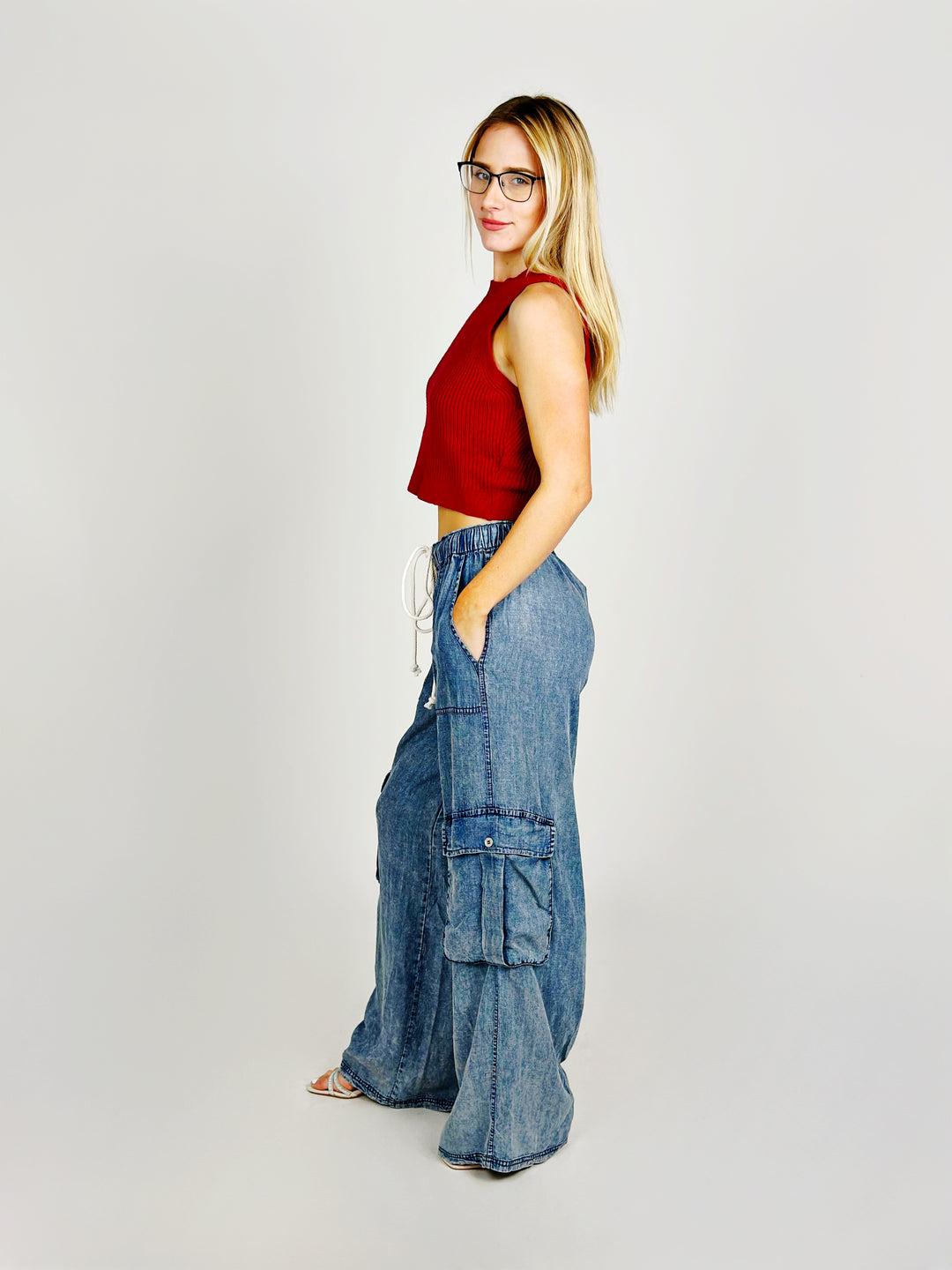 Denim Cargo Pants