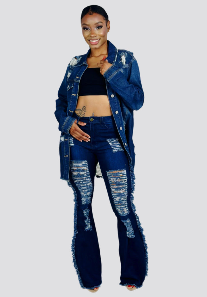 Frayed Midi Denim Jacket