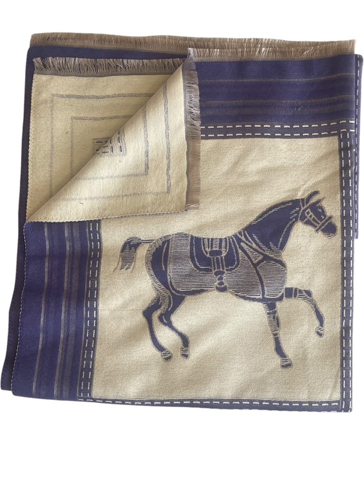Brown And Purple Wool Horse Scarf