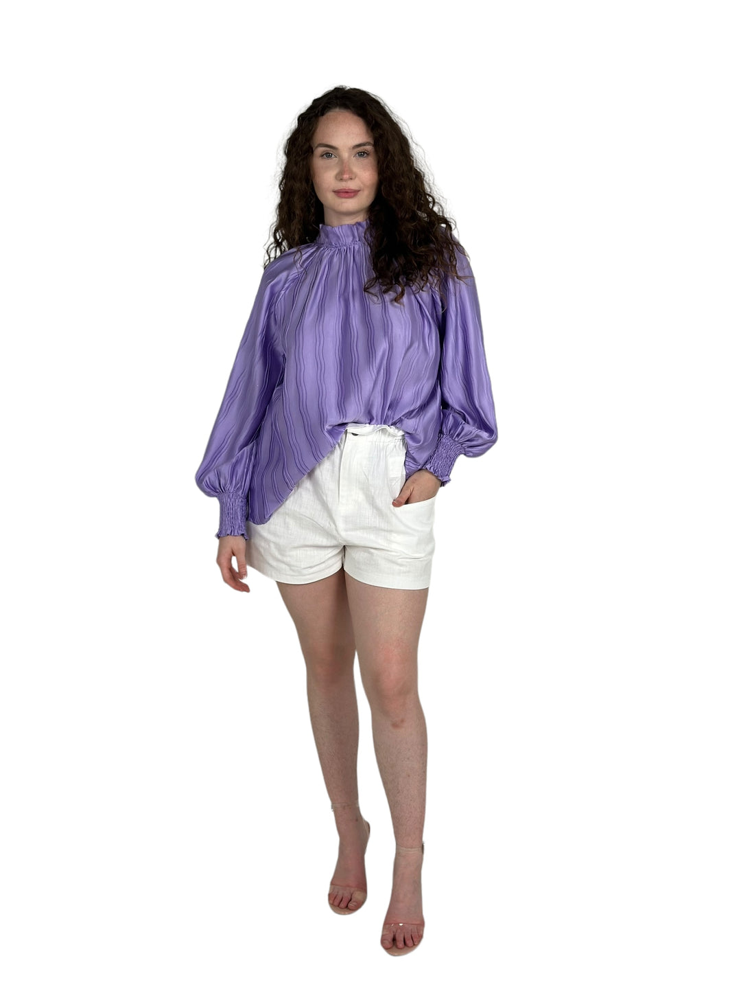 Lavender Ruffled Sleeve Top