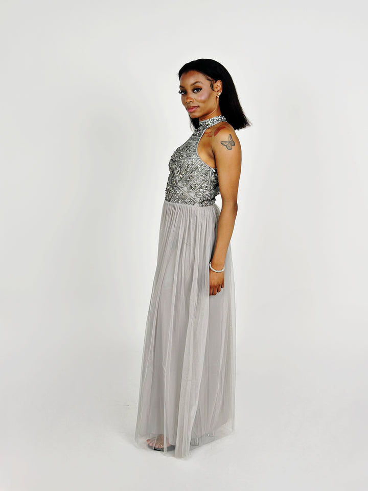 Grey Sleeveless maxi Dress