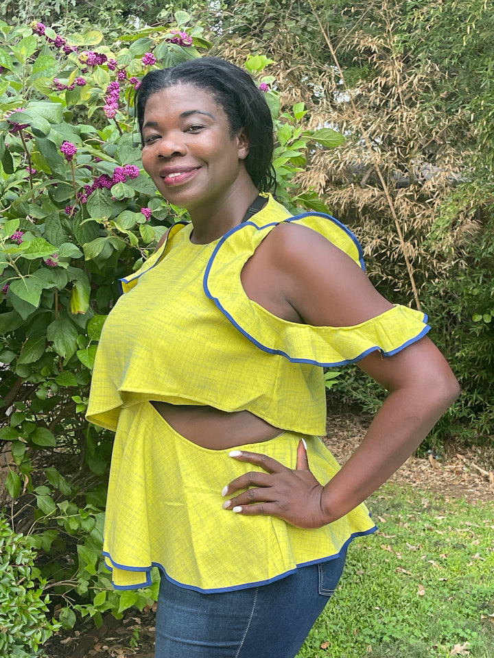 Lime Ruffle Detail Top