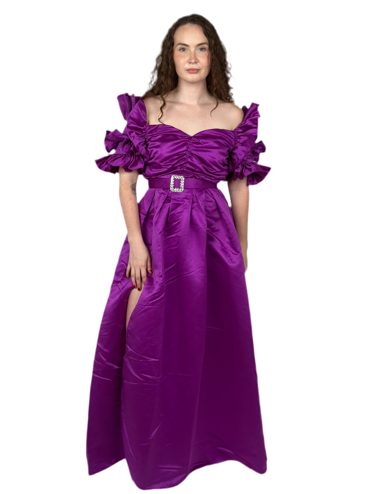 Purple Off Shoulder Gown