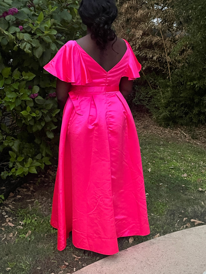 Hot Pink Short Sleeve Maxi Dress