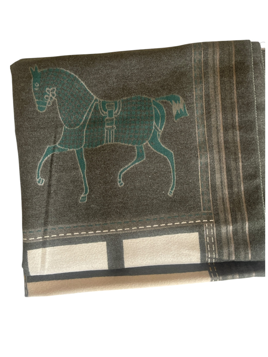 Green And Olive Horse Wool Scarf