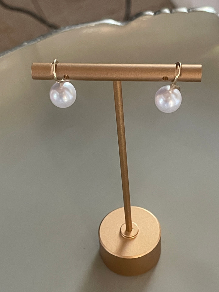 Gold Clear Pearl Earrings