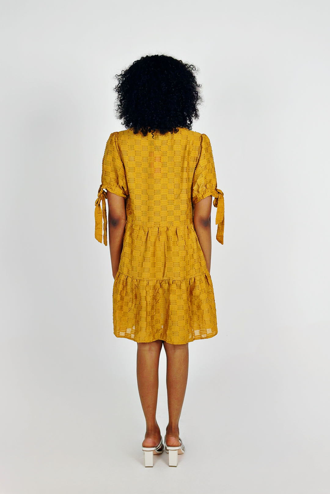 Mustard Tie Sleeve Dress