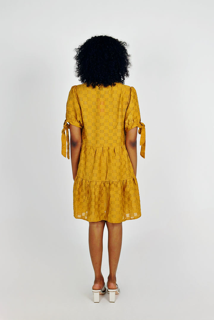 Mustard Tie Sleeve Dress