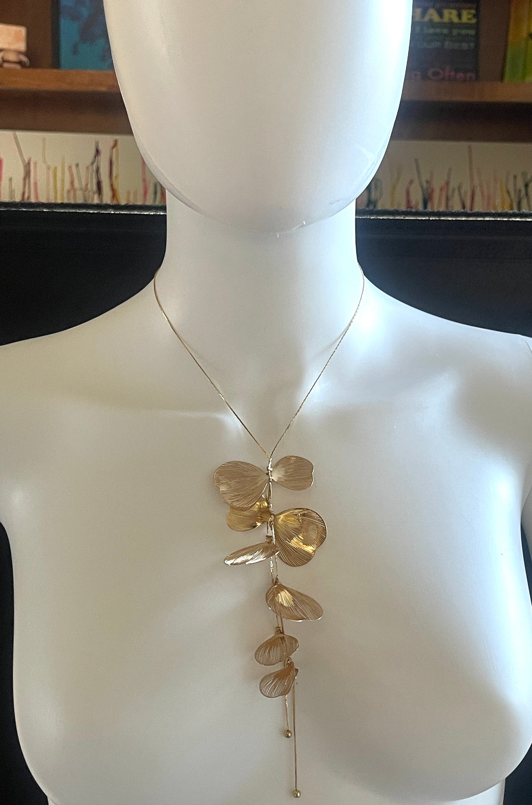 Gold Petal Long Necklace