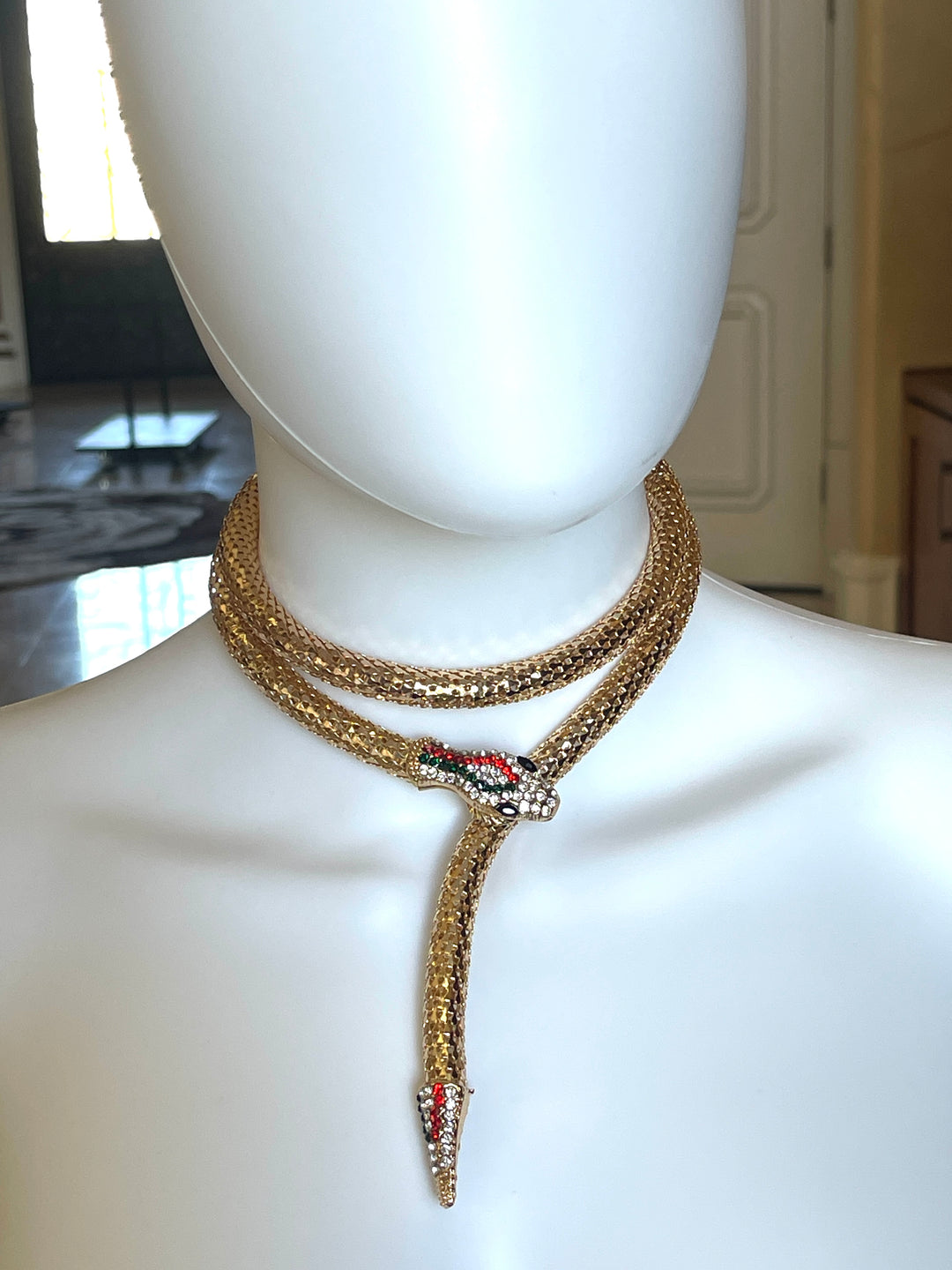 Snake Y Rope Chain Magnetic Necklace: Gold-Clear