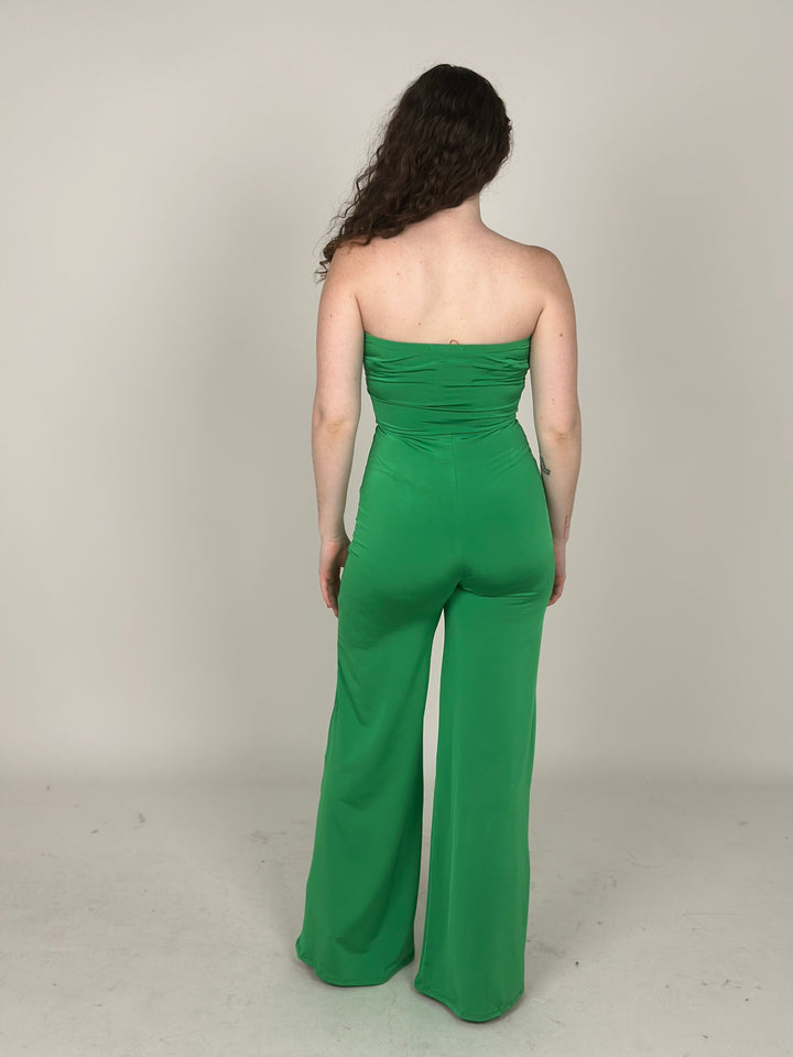 Green Off Shoulder Jumpsuit