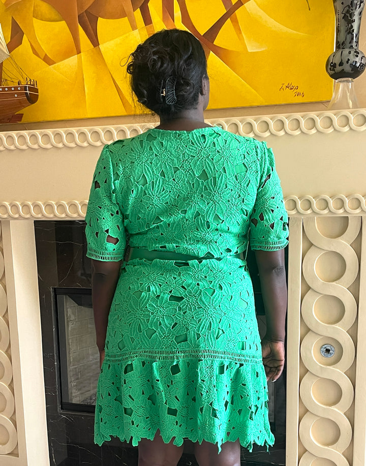 Green Lace Plus Size Mini Dess