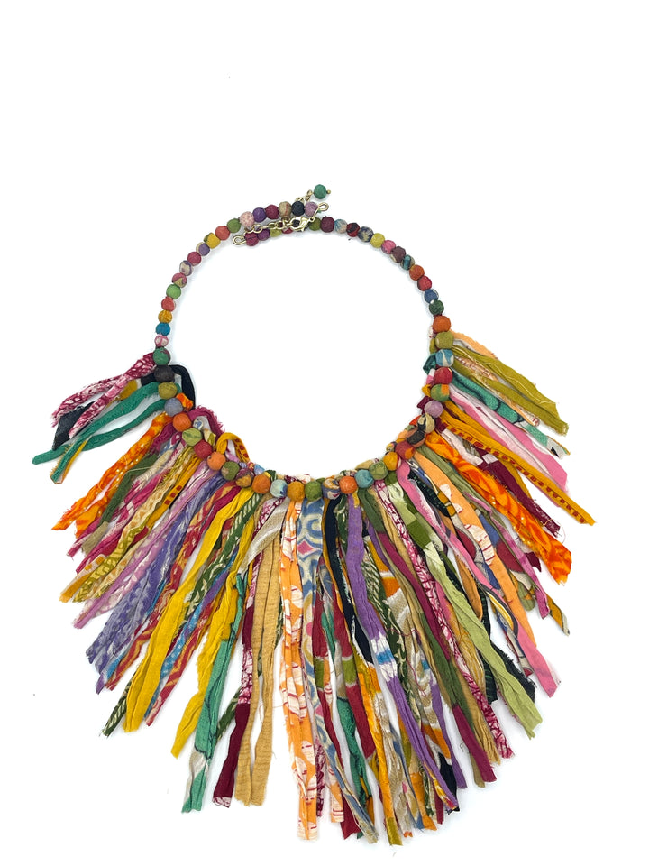 Kantha Fringe Collar Necklace