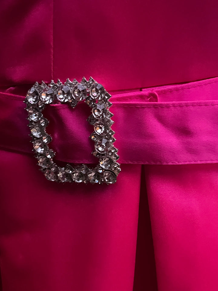 Hot Pink Short Sleeve Maxi Dress