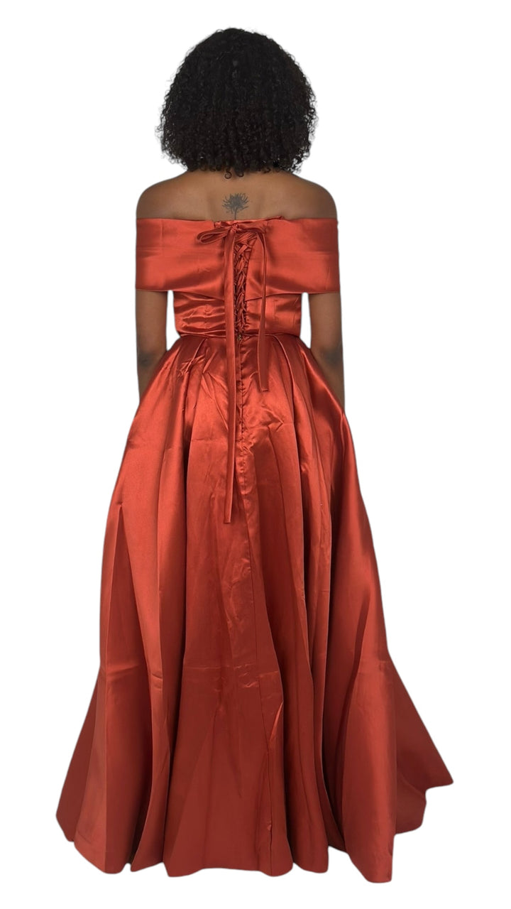 Terracotta Off Shoulder Maxi Dress