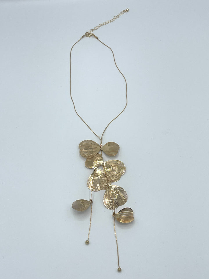 Gold Petal Long Necklace