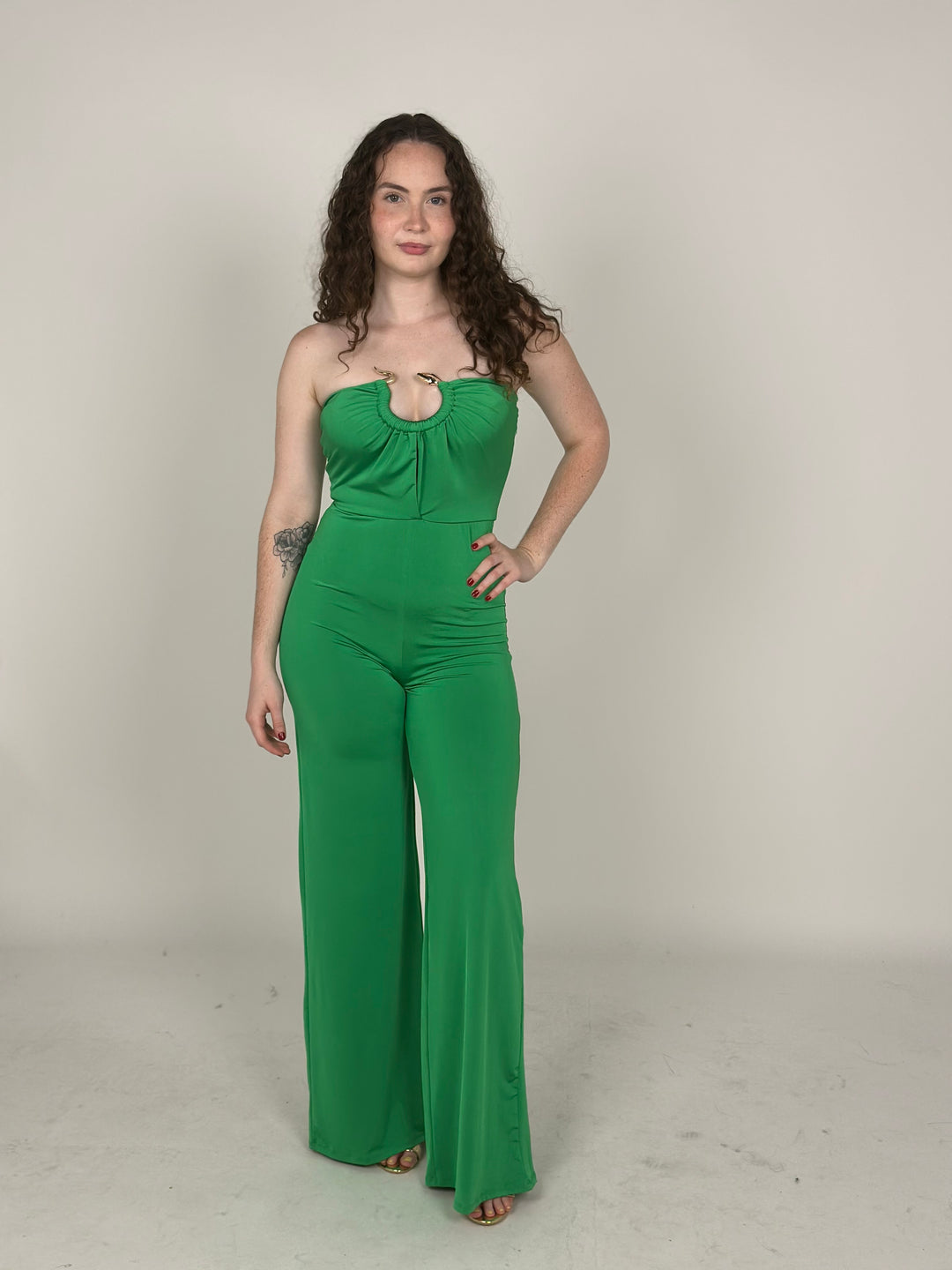 Green Off Shoulder Jumpsuit