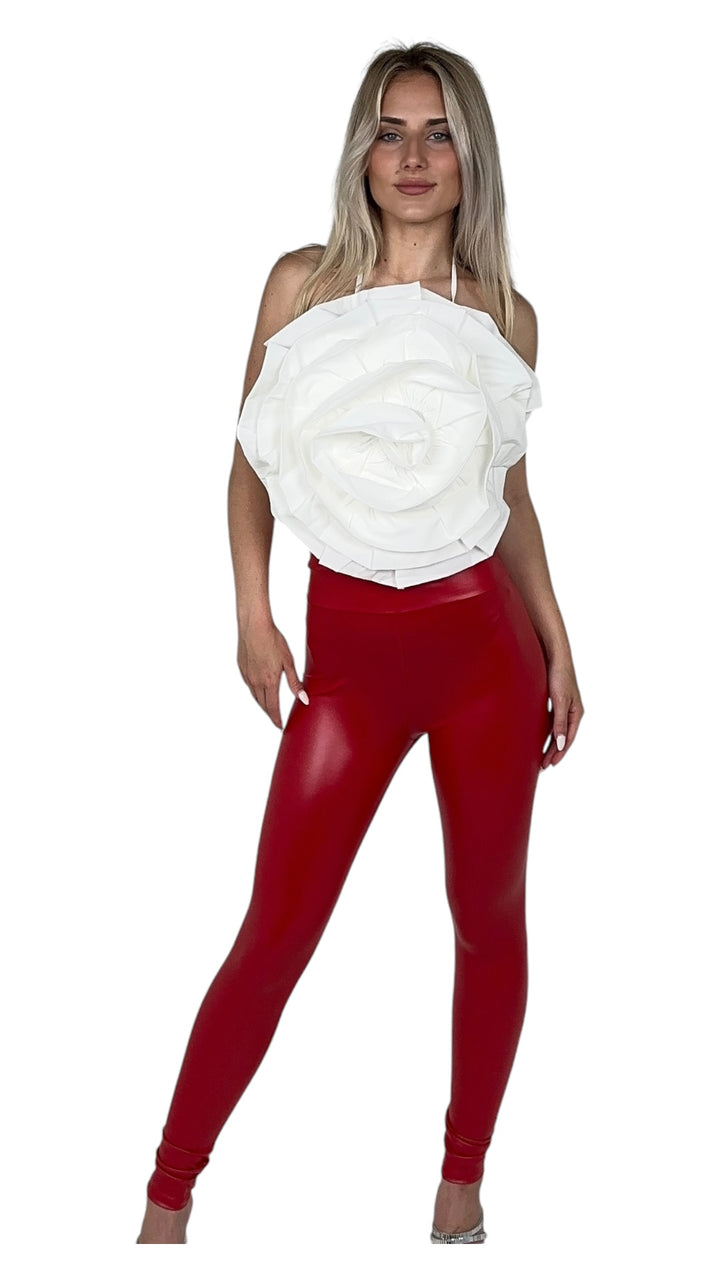 Off White Halter Neck Crop Top