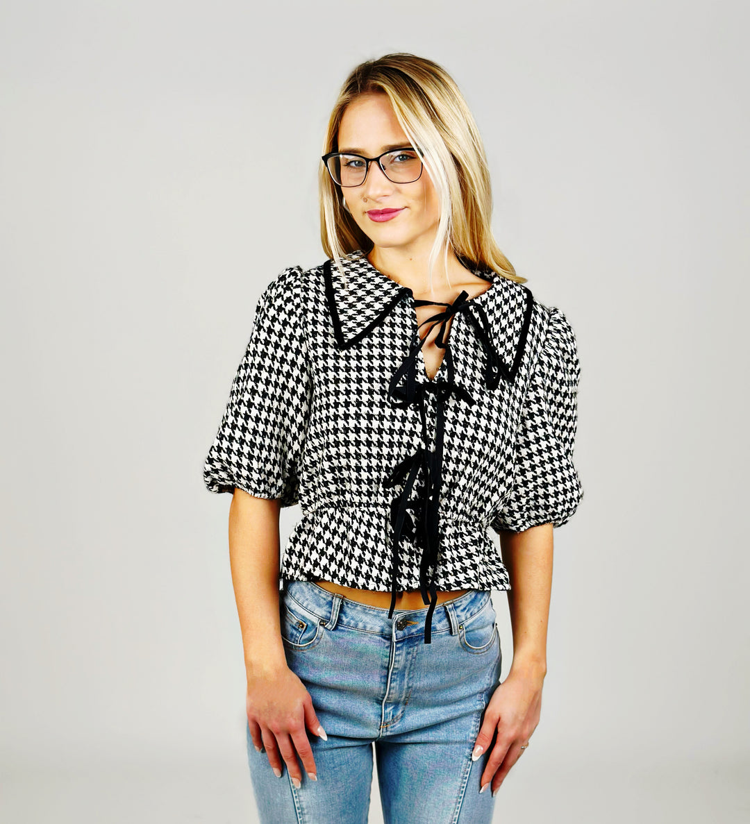 Black Houndstooth Blouse