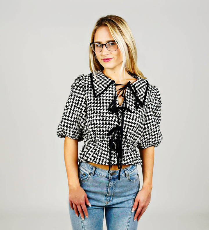 Black Houndstooth Blouse