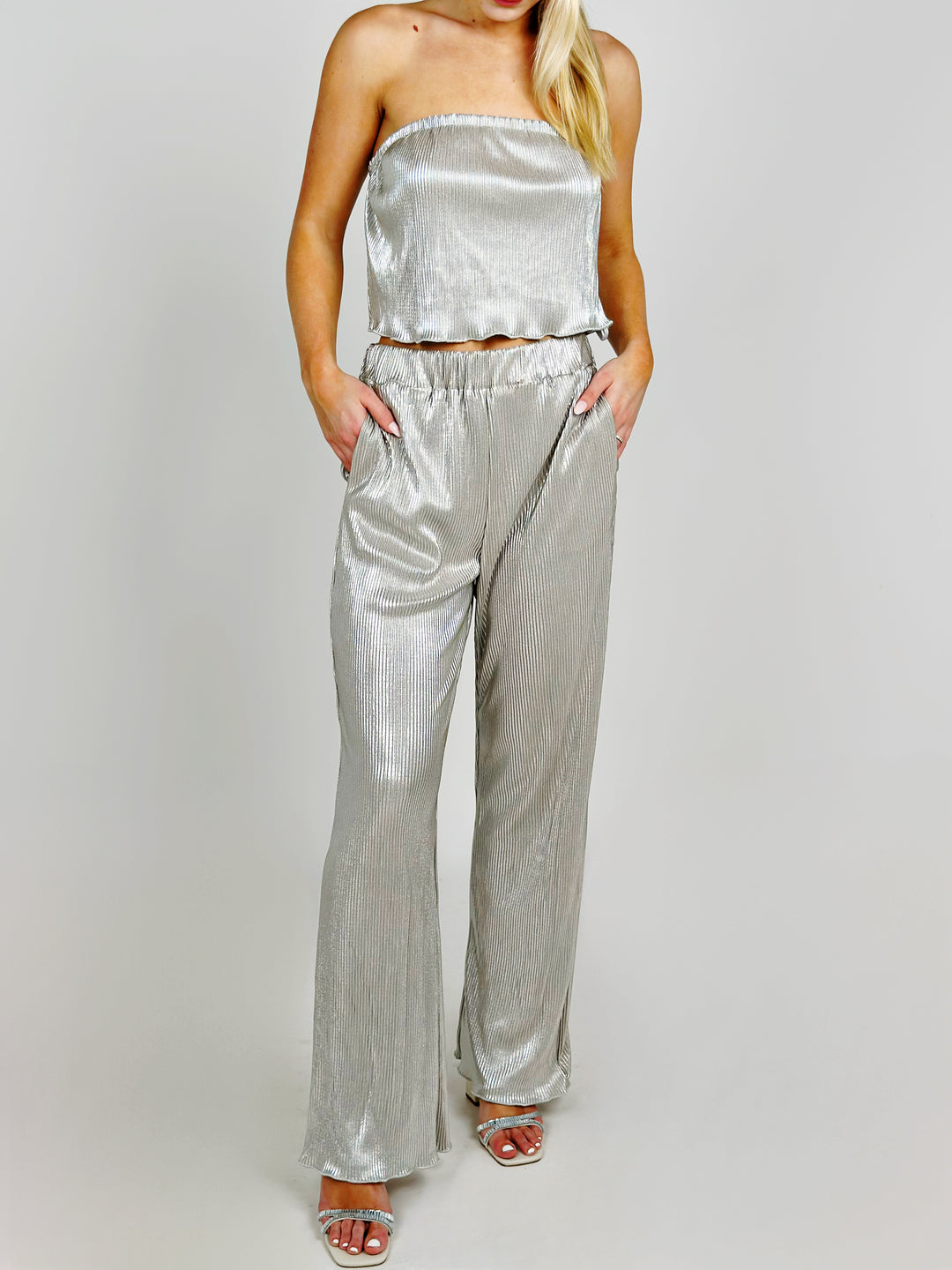 Silver High Waist Pants