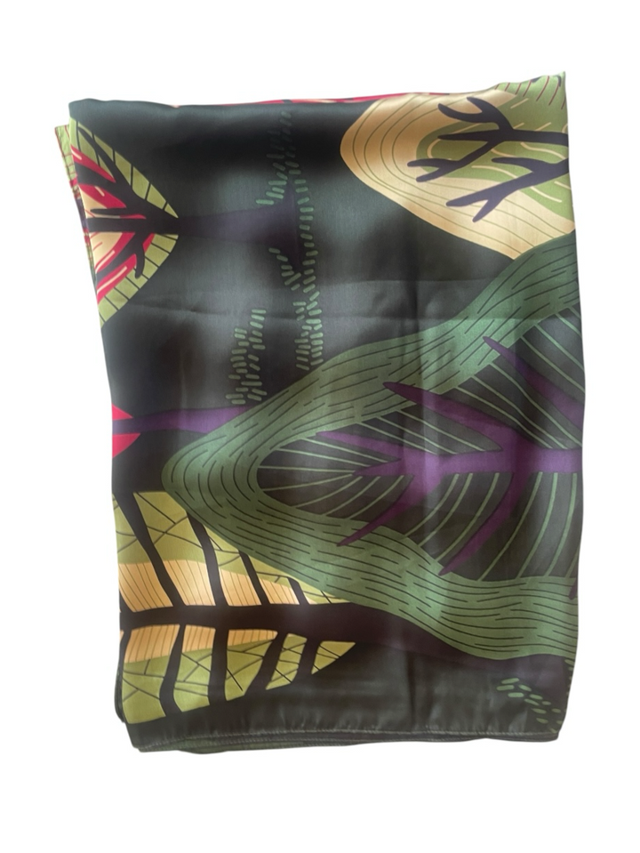 Olive Patterned Silk Scarf