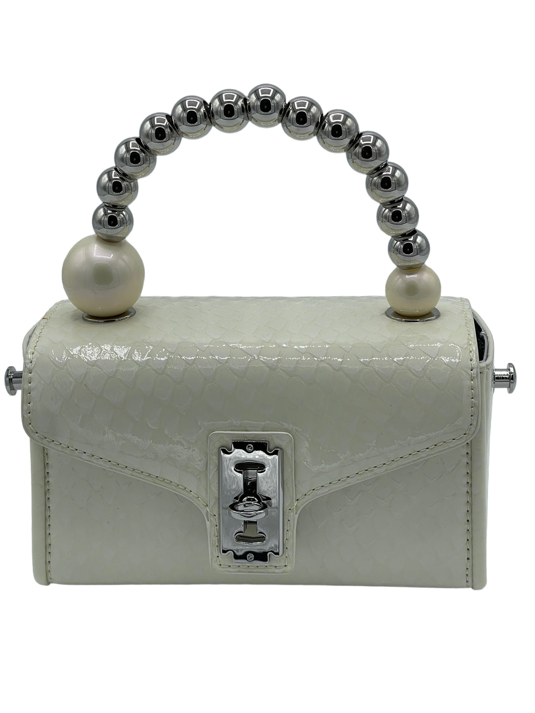 White Print Leather Purse