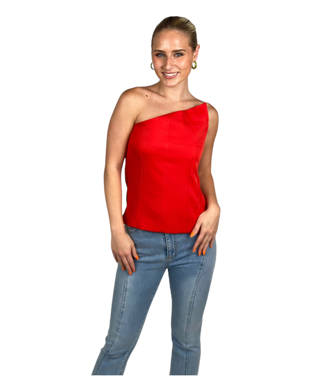 Red Asymmetric Crop Top