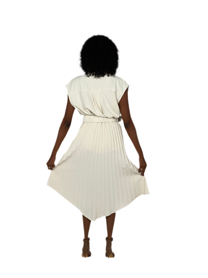 Cream Asymmetric Skirt Set