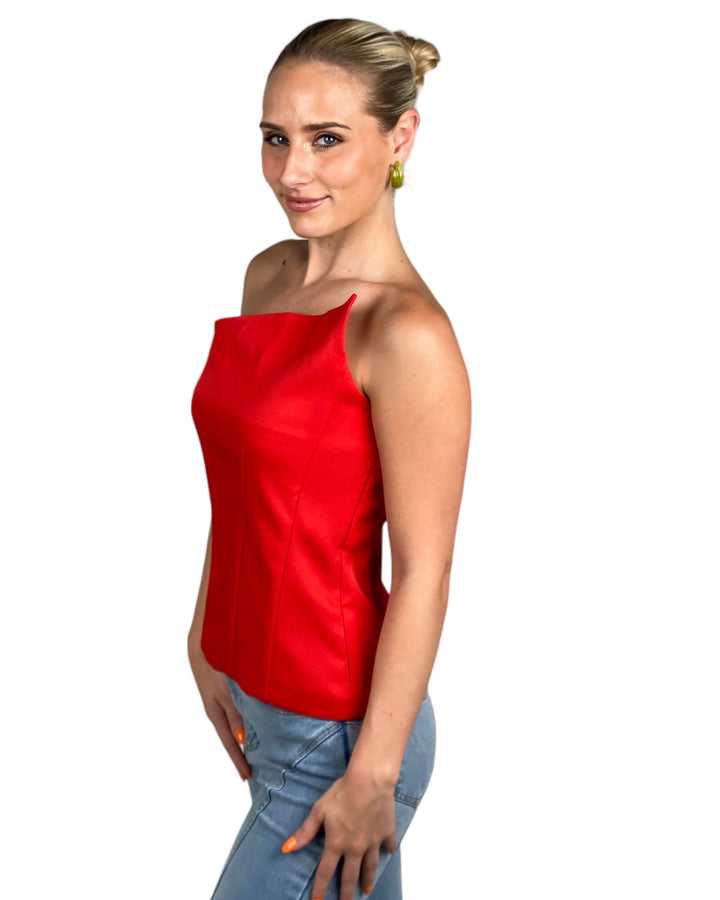 Red Asymmetric Crop Top