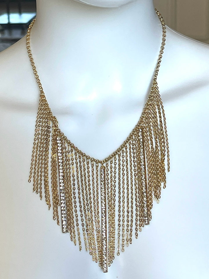 Bar and Fringe Dangle Chain Necklace
