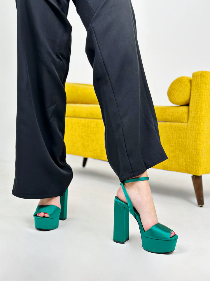 Satin Block Platform Heel
