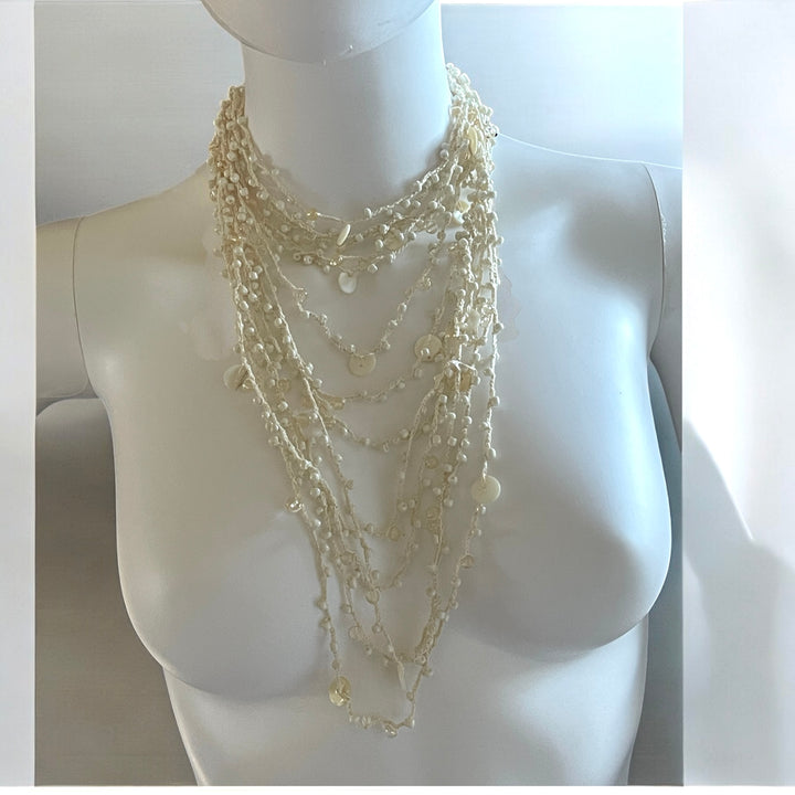 White Layered Rhinestone Necklace