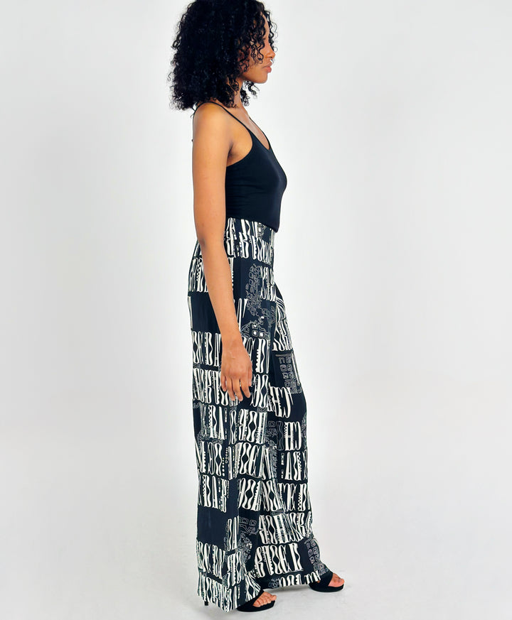 Black Printed Pants
