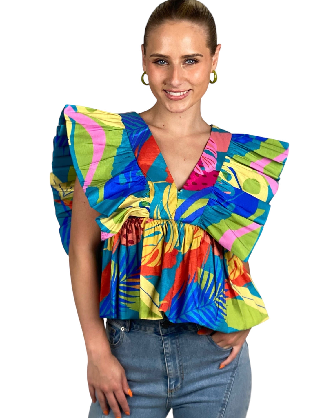 Multicolored Sleeveless Crop Top