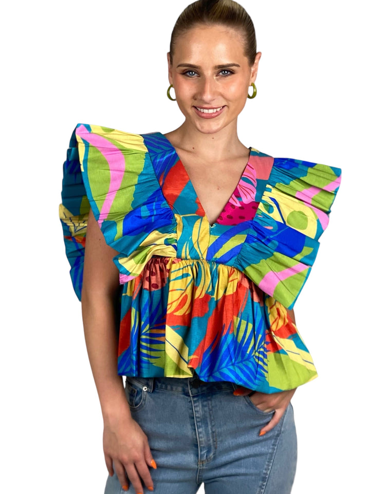 Multicolored Sleeveless Crop Top
