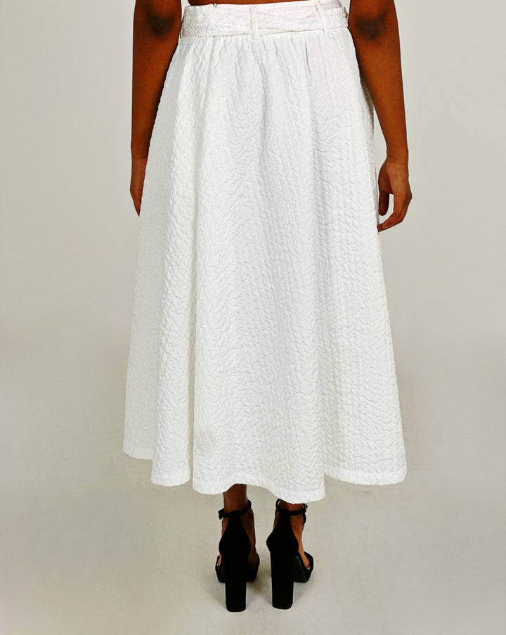 White Woven Midi Skirt